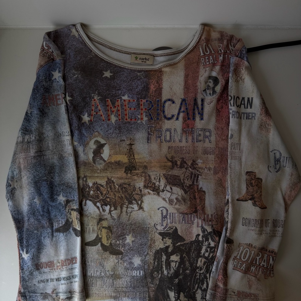 Vintage Cactus ‘American Frontier’ print quarter-sleeve